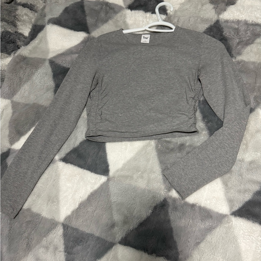 TNA Grey Long Sleeve Crop Top
